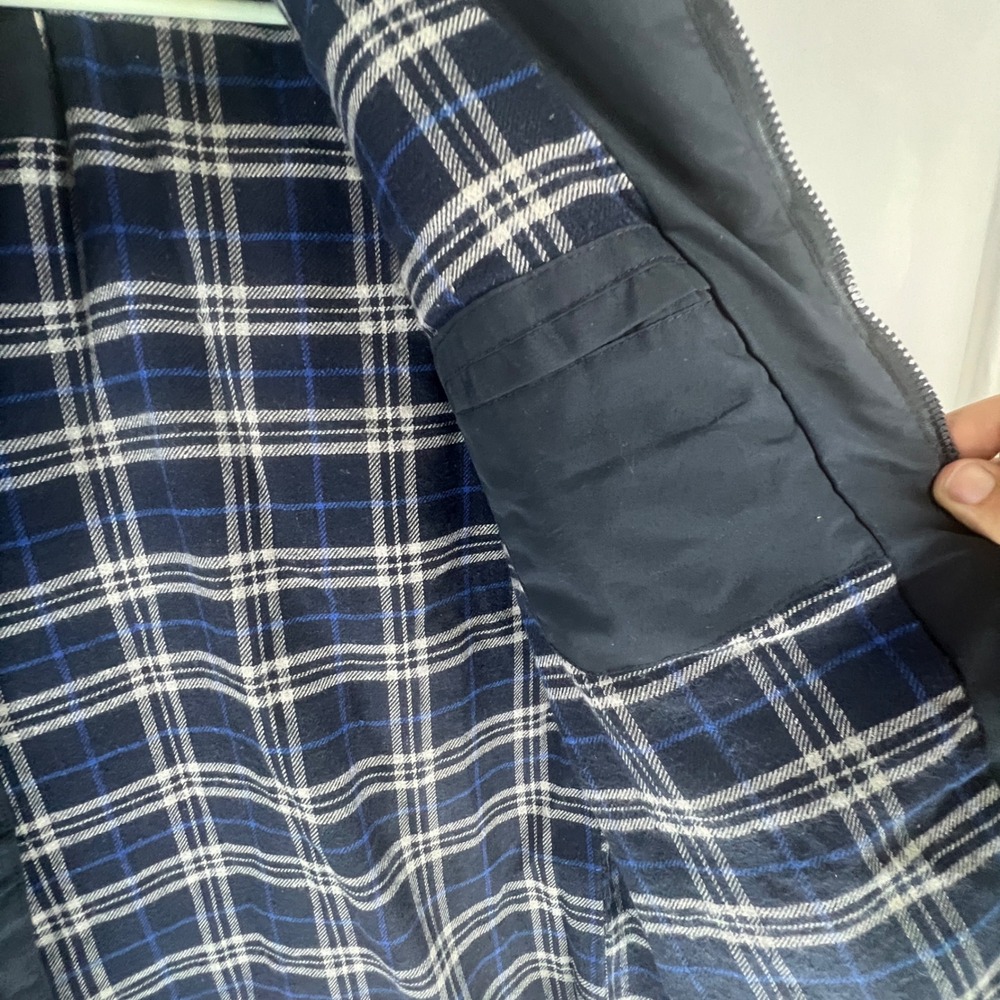 Weather Wear Mens XXL Puffer Vest Navy Blue Plaid Lined Full Zip Quilted Gilet - Picture 6 of 11
